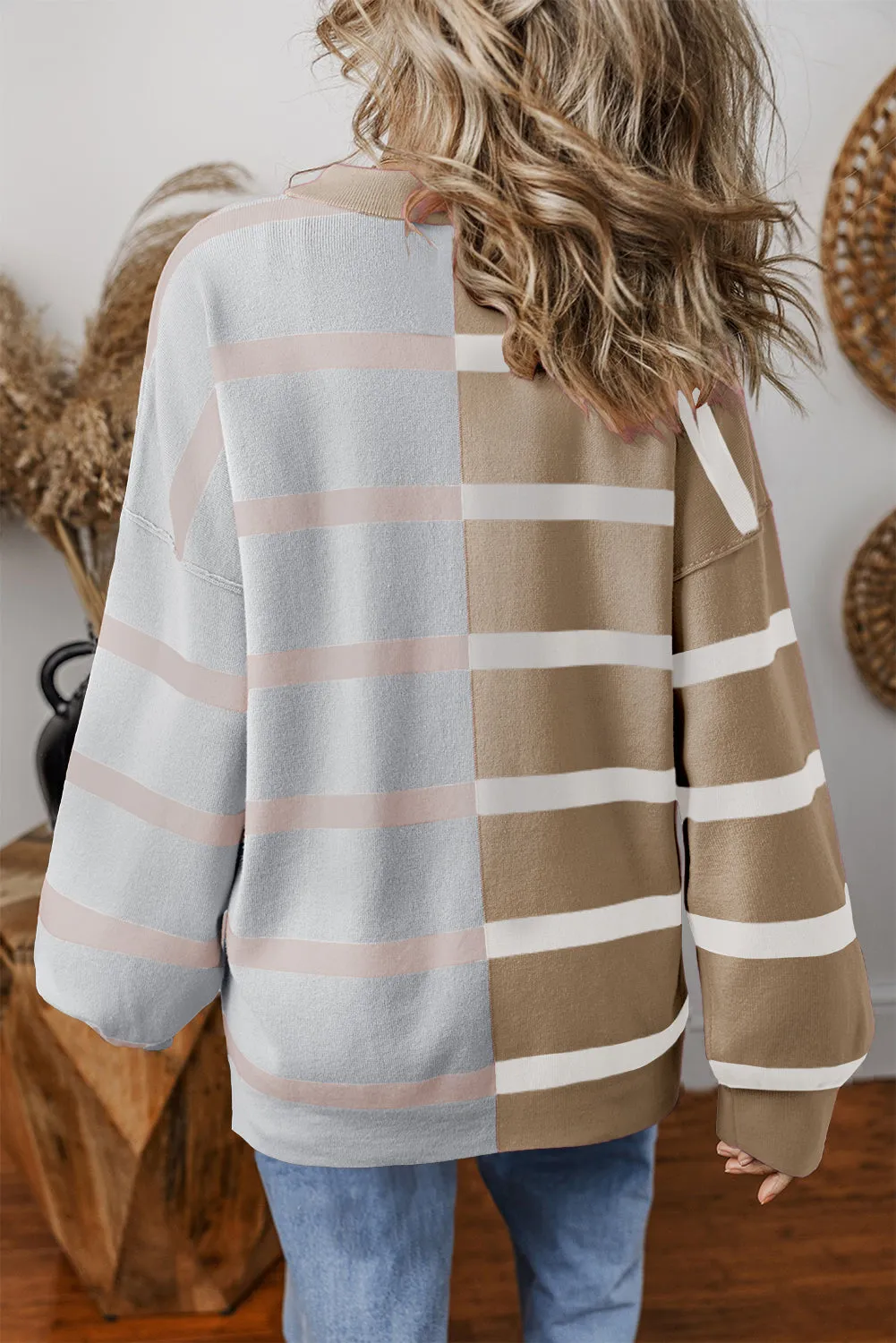 Stripe Colorblock Oversized Sweater