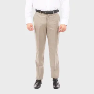 Tan Slim Fit Flat Front Dress Pants