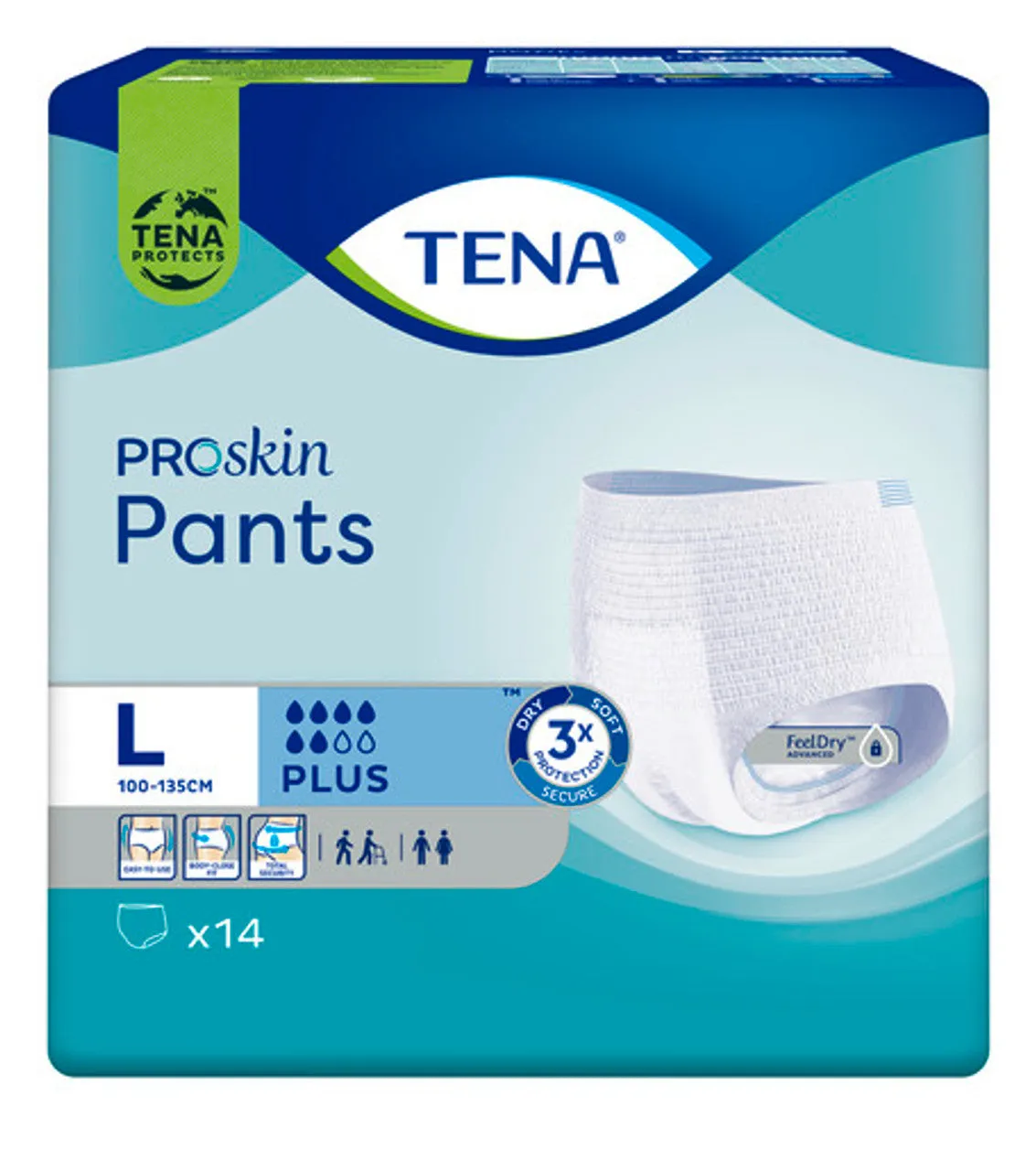 Tena Pants PROskin Plus Large 100-136cm 864ml (792614) (Packet 14)