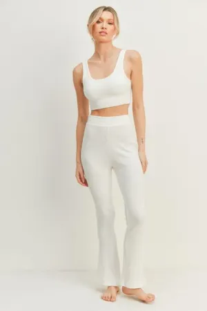 Waffle Tank and High Waist Flare Pants Set