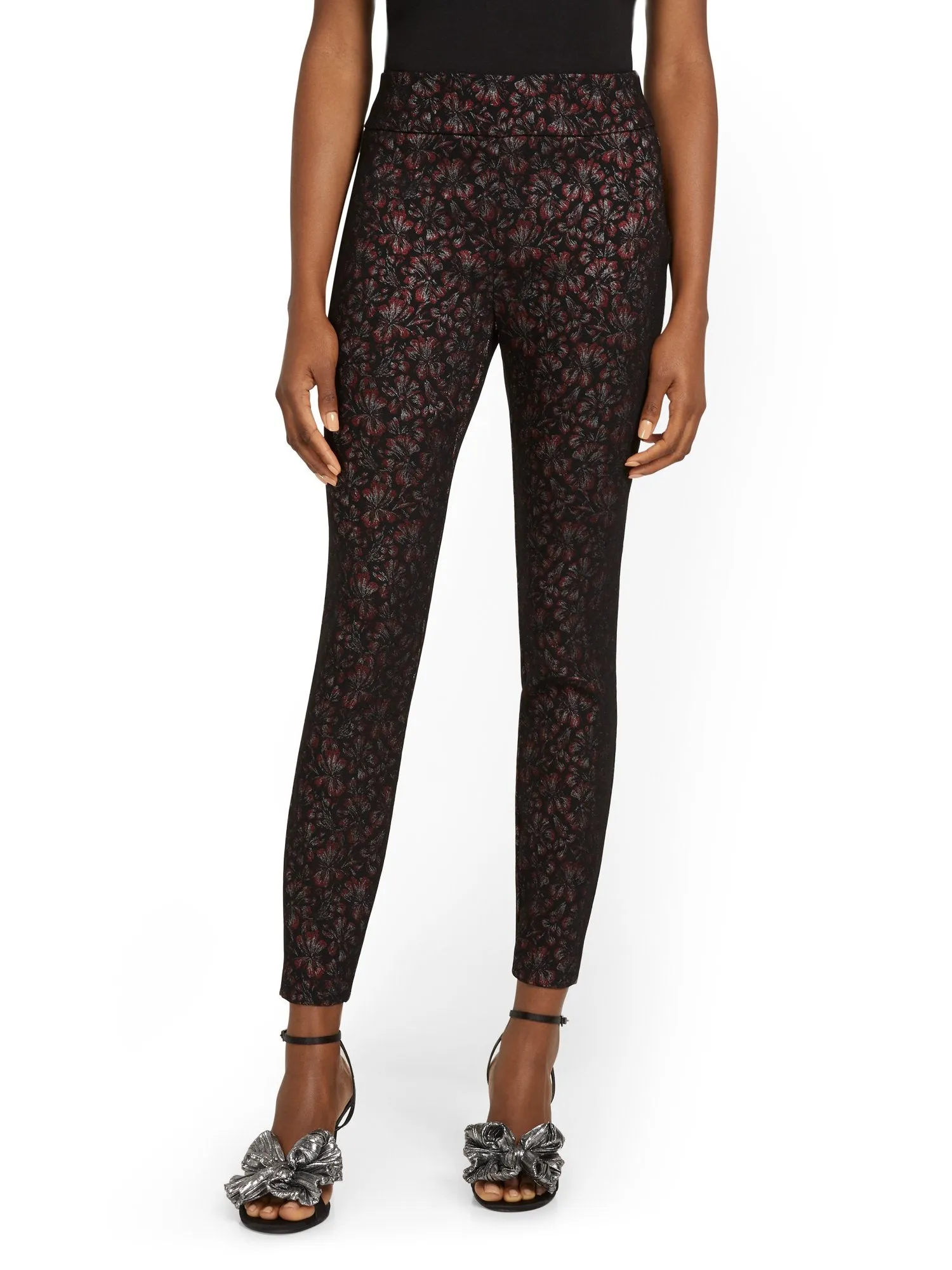 Whitney High-Waisted Pull-On Slim-Leg Pant - Floral-Print