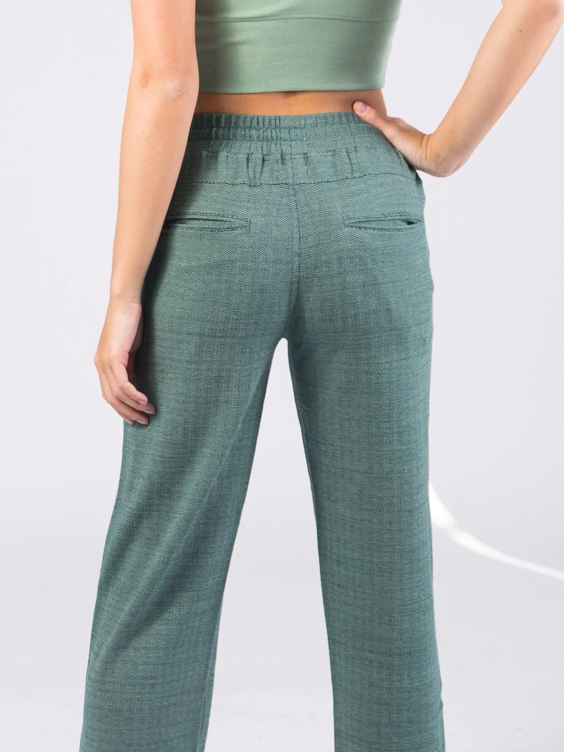 Wide Leg Stretch Pants | Calathea Green