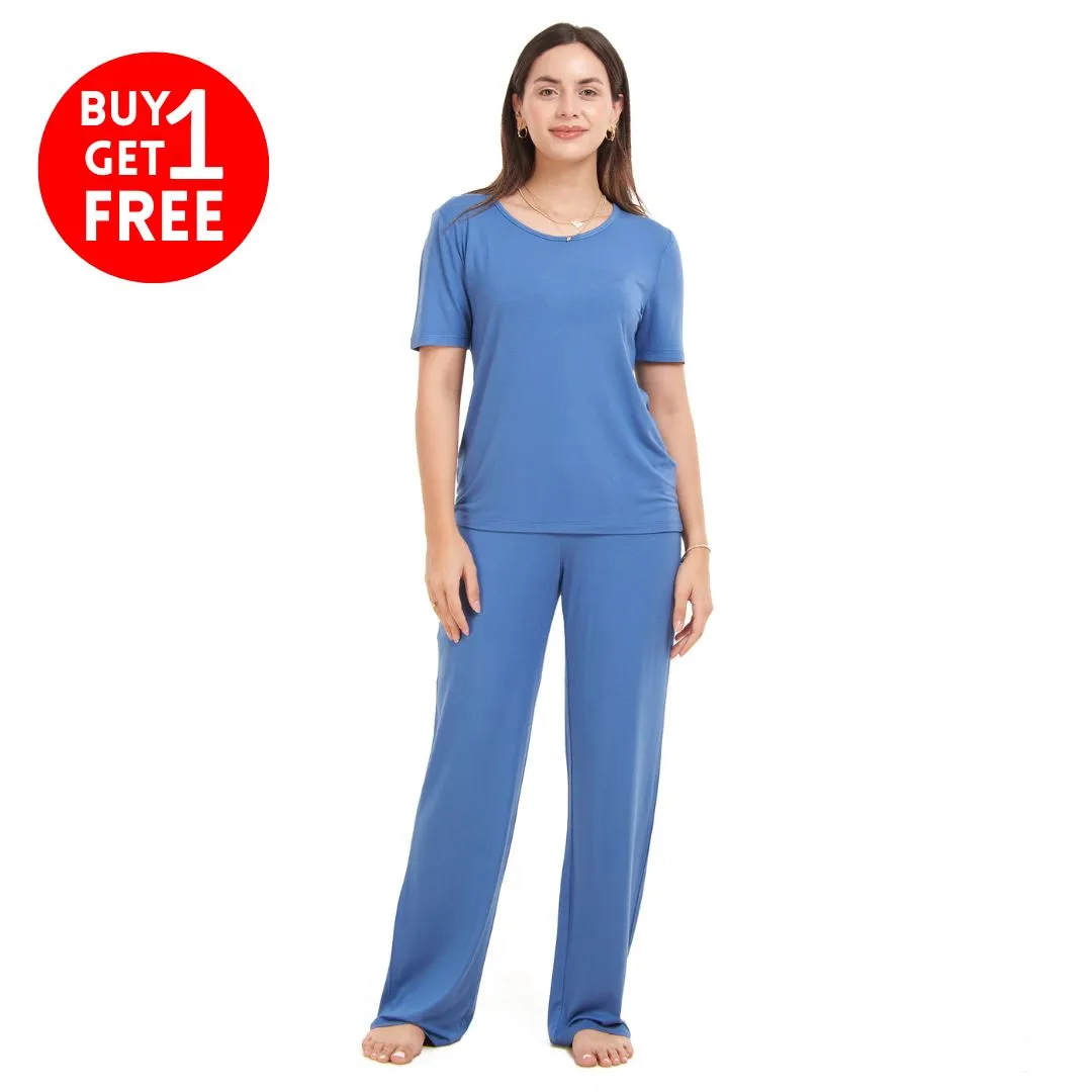 Women summer pajama set Petroleum shirt   Pants