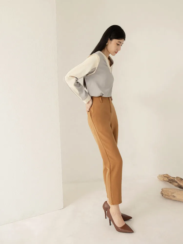 Work Wrinkle Free High Waist Long Straight Leg Pants Trousers