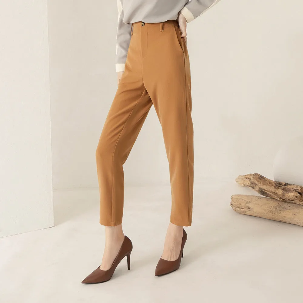 Work Wrinkle Free High Waist Long Straight Leg Pants Trousers