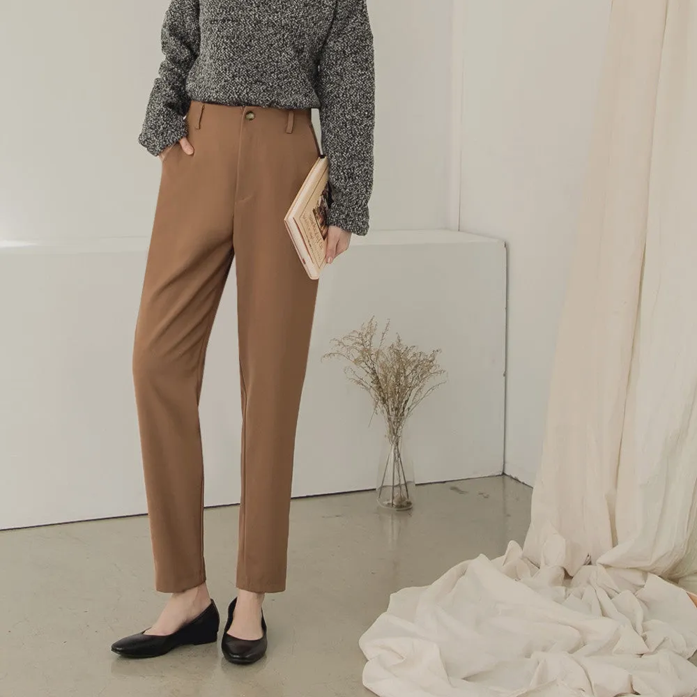 Work Wrinkle Free High Waist Long Straight Leg Pants Trousers