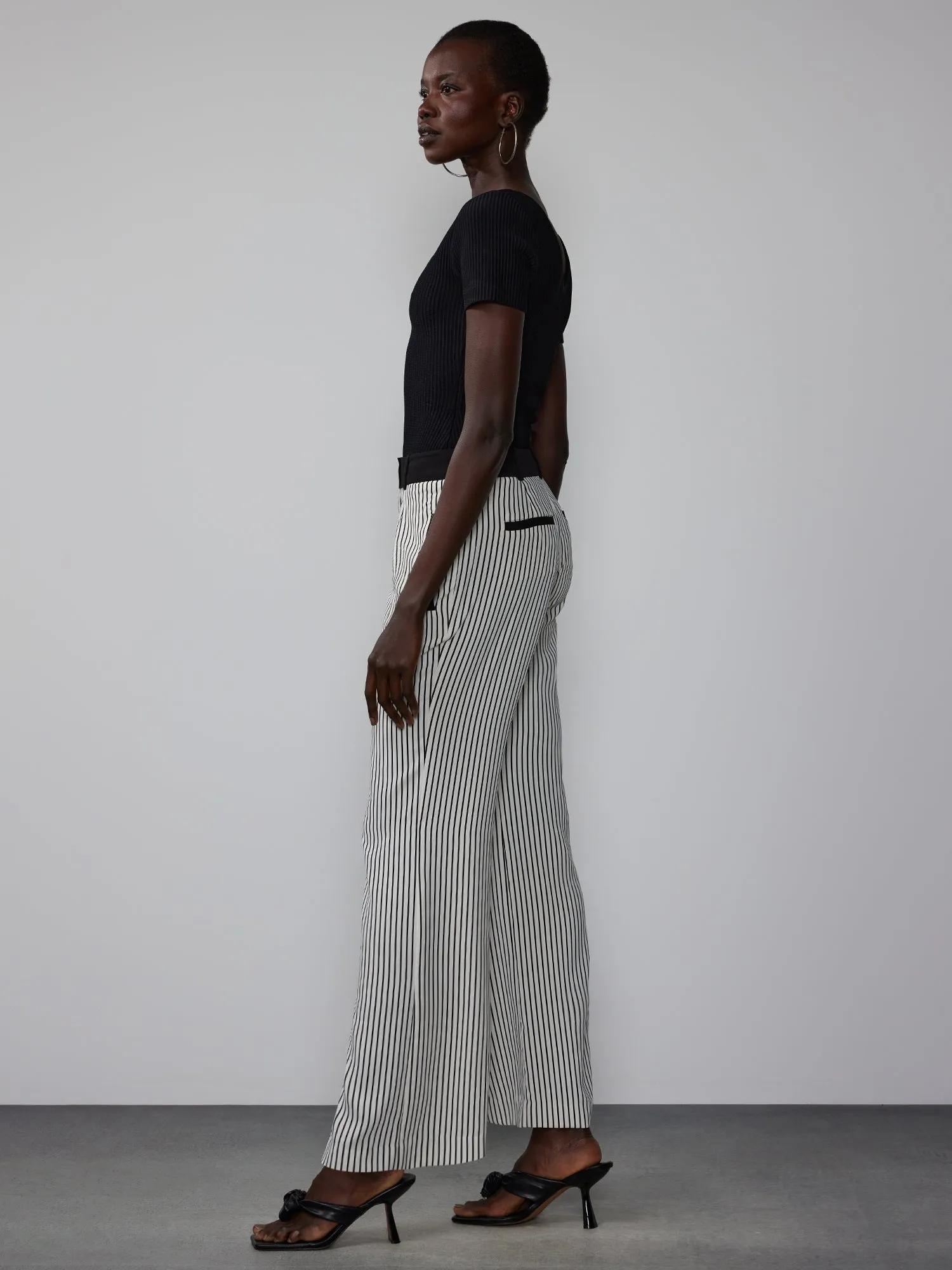 Yarn-Dyed Striped Wide Leg Pant