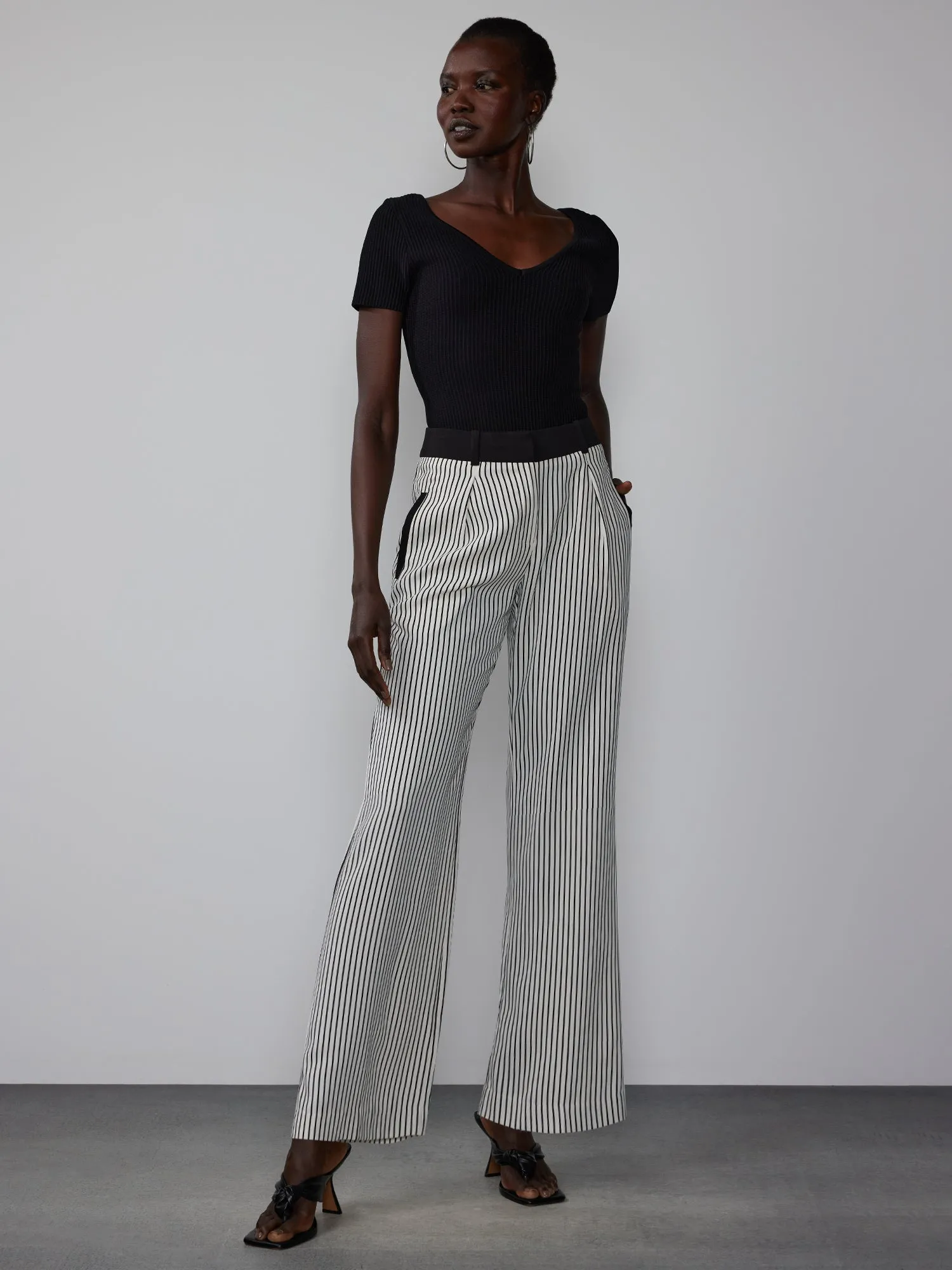 Yarn-Dyed Striped Wide Leg Pant